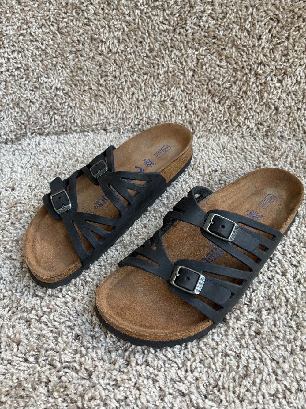 Birkenstock Women’s Grenada Black Leather Sandals size 5 US 36 EU